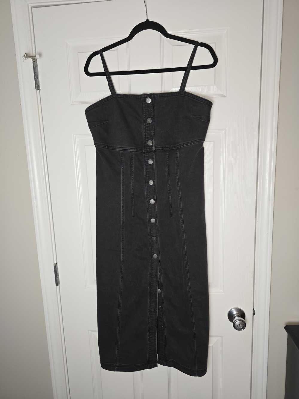 Habitual Black Button-Front Denim Dress - Women's Size 8